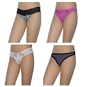 4 PACK: Ladies Sexy Stretch Hipster Brief Panties Thong / Knickers - Multicolor -Size: L
