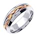 Handmade Wedding Band With Comfort Fit 14K Tri-Color Gold Can Also Be Made In Platinum or Other Colors 18K And 24K Is Also Available 7mm