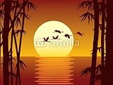 IMAGE OF Wallmonkeys Peel and Stick Wall Decals - Bamboo and Sundown - 48