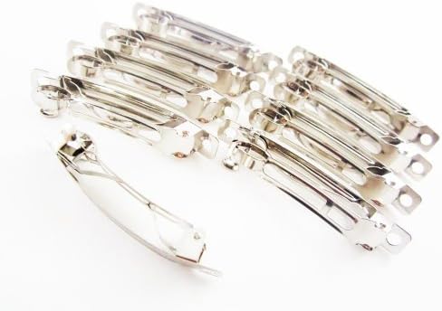 (80) Silver French Barrette Barrettes Clips for Girls Wedding and Bridal Hair Accessories - Barette Hairclip Feather Head Clips Hairpins Wholesale lot 2 Inches 50 mm.