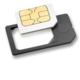 Der original MicroSIM Adapter - Made in Germany - mit eingebauter patentierter Klick-Halterung, sicheres einlegen ohne Klebefixierung. (Farbe: Schwarz) für iPhone 4+iPad Micro SIM Karten zur Verwendung als normale SIM-Karte