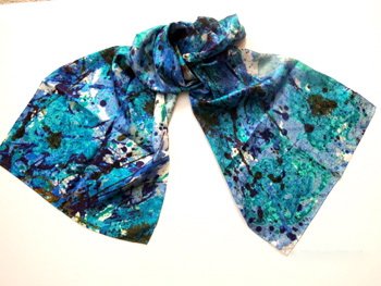 Pools of Blue Oblong Silk ScarfB009H2IFFY