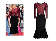 Lace Mermaid Long Sleeves Bodycon Dress/Evening Dress/Prom Dress/Party Dress/Tunic/Midi Dress 