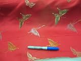 Fabric Faux Silk Satin Oriental Brocade Crimson CT24