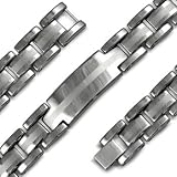Tungsten Carbide Bracelet with satin brushed center Length: 8.5 Width: 14mm Weight58g