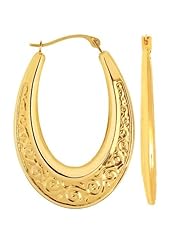 14K Yellow Gold Horseshoe Hoop Earrings (20 x 30 mm)