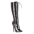 5 Inch Sexy Knee High Boot Pointed Toe Lace Up Black