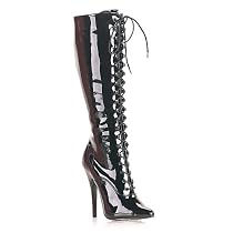 5 Inch Sexy Knee High Boot Pointed Toe Lace Up Black