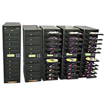 Produplicator 50 Burner Daisy Chain 20X DVD CD Duplicator Machine + Removable 500GB Hard Disk Drive (Standalone Audio Video Copy Tower, Disc Duplication Device)