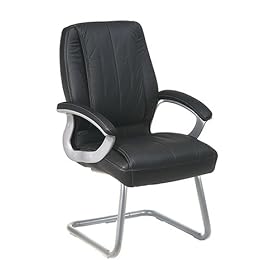 Office Star Quick Assembly Visitors Chair with Padded Arms, Black and Silver by Office Star