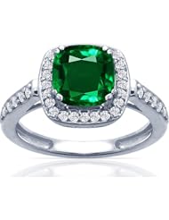 Platinum Cushion Cut Emerald Ring With Sidestones (GIA Certificate)