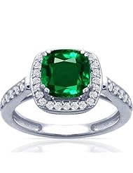 18K White Gold Cushion Cut Emerald Ring With Sidestones (GIA Certificate)