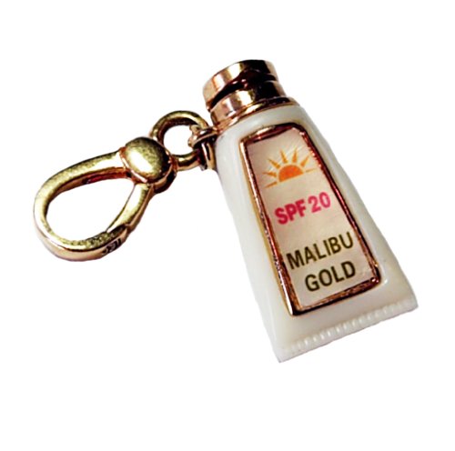 Juicy Couture - Malibu Sun Tan Lotion Bottle SPF 20 Surf Dive Ski - Pearl Shimmer - Gold Plated Charm