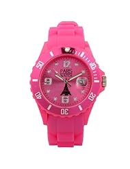 Paris Watch Silicone Dark Pink Fashion Quartz Calendar Date for Women and Men Designed in France Unisex