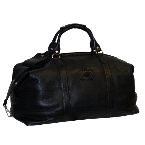 NFL Carolina Panthers Debossed Black Leather Carry-on Bag