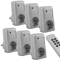 mumbi Funksteckdosen Set: 6 x Funksteckdose + 2 x Fernbedienung / Funkschalter Plug & Play - 1000 Watt - GS