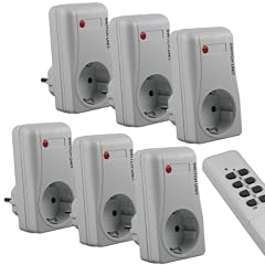 mumbi Funksteckdosen Set: 6 x Funksteckdose + 2 x Fernbedienung / Funkschalter Plug & Play - 1000 Watt - GS