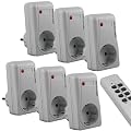 mumbi Funksteckdosen Set: 6 x Funksteckdose + 2 x Fernbedienung / Funkschalter Plug & Play - 1000 Watt - GS