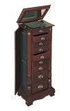 Powell Carved Wood Jewelry Armoire, Heirloom Cherry Finish