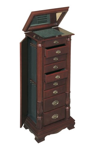 Powell Carved Wood Jewelry Armoire, Heirloom Cherry Finish