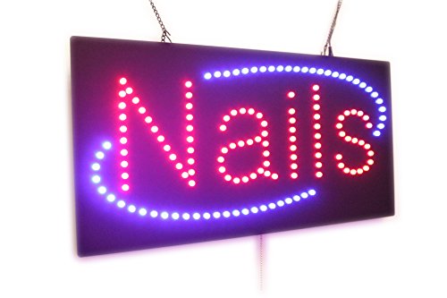 Nails Sign, Super Bright High Quality LED Open Sign, Store Sign, Business Sign, Windows Sign