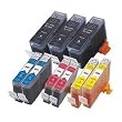 Canon Compatible non-oem high yield (9) Pack Bci-3ebk/bci-6 (3bci-3ebk / 2 Cyan 2 Magenta 2 Yellow) for Canon Ink Cartridges Black Cyan Magenta Yellow