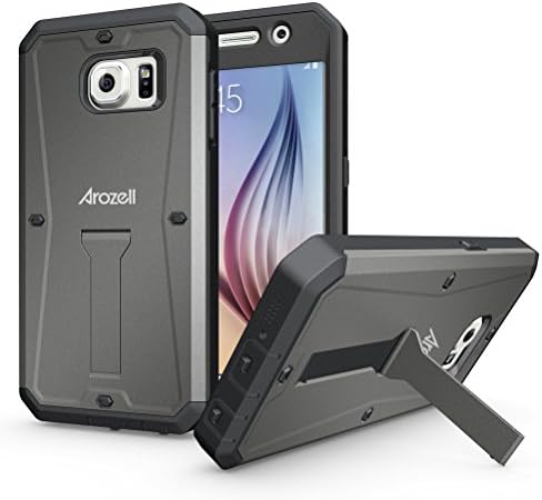 Arozell Galaxy S6 Case - Dual-Layer Tank Armor with Kickstand and Built-In Screen Protector for Maximum Protection of Galaxy S6 - Champagne