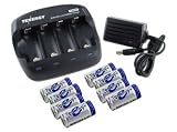 Combo: Tenergy TN268 Li-Ion Battery Charger + 8 pcs RCR123A 900mah Rechargeable Batteries