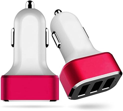 Car Charger, Cyberteck 3-Port 4.1A(2.1A 1A 1A) Aluminum Panel Compact Designed Rapid USB Car Charger for iPhone 6 6 Plus iPhone 5/5s/5c iPhone 4 4S iPad 1 2 3 iPad mini iPad Air iPod 5th iPod classic iPod nano iPod touch Samsung Galaxy Smartphones Samsung Tablets Motorola HTC Asus Huawei Cellphones Android Smartphones Tablet Pc Gopro Ebooks e-Reader MP3 Player GPS and More Digital Devices with 5V Input [ONE Year Warranty] (White & Hot Pink)