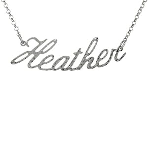 Sterling Silver HEATHER Name Pendant 16 in. Cable Chain Necklace (w/ 1 1/2 in. Extension) Diamond Cut Finish