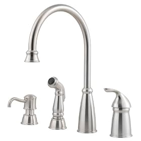Pfister F0264CBS Avalon High-Arc 4-Hole Single Control Kitchen Faucet, Stainless Steel
