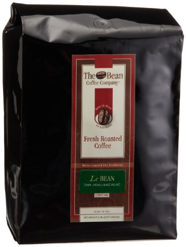 The Bean Coffee Company, Le Bean (Dark French Roast) Ground Coffee, Decaffeinated, 5-Pound Bags