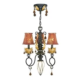 Hatillo Collection Hanging Light Fixture In Dark Antique Bronze Finish - 3 Bulbs, 1 Bulb by World Imports