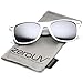 zeroUV - Hipster Fashion Flash Color Mirror Lens Horn Rimmed Style Sunglasses (White Series | Mirror)