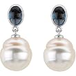 14K White Gold Paspaley South Sea Cultured Pearl and London Blue Topaz Earrings - 12.00mm