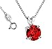 .925 Sterling Silver 7Mm. Red Cubic Zirconia Pendant Necklace ,18