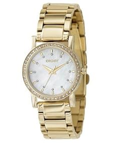 DKNY #NY4792 Women's Gold Tone Crystal Accented MOP Dial Watch