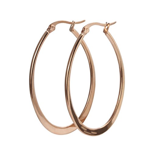 AmDxd Jewelry Titanium Stainless Steel Women's Fashion Hoop Earrings Circle Shape Rose Golden Width 29.8MM