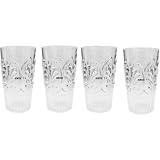 Set of 4 Le Cadeaux Break Resistant Drinkware Highball or Ice Tea Glasses, Clear