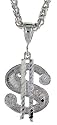 Sterling Silver 1 1/16" (27 mm) Small Diamond Cut Dollar Sign Pendant