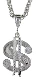 Sterling Silver 1 1/16 (27 mm) Small Diamond Cut Dollar Sign Pendant