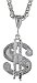 Sterling Silver 1 1/16 (27 mm) Small Diamond Cut Dollar Sign Pendant