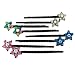 Set of Eight Flower Hair Pins, White, Pink, Blue and Multi-Color Rhinestones
