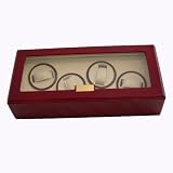 Quad Watch Winder Cherry AC Operation Glossy Engravable Plate by Tech Swiss