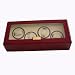 Quad Watch Winder Cherry Glossy Engravable Plate with Dual Control Wall Timer