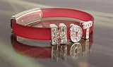 Image of Ladies fashion bling bracelet on pink or black soft plastic band - HOT - advise colour choice at time of order