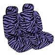Set of 2 Universal-Fit Animal Print Low Back Front Bucket Seat with Separate Headrest - Zebra Purple