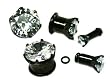 Prong Setting Black Titanium with Clear CZ Plugs 12mm - Sold In Pairs
