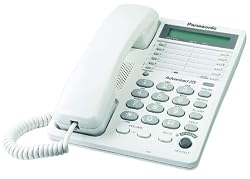 Panasonic KX-TS108W Corded Phone with Clock, White