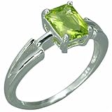 1.50 Carats Radiant Cut Genuine Peridot Sterling Silver Ring